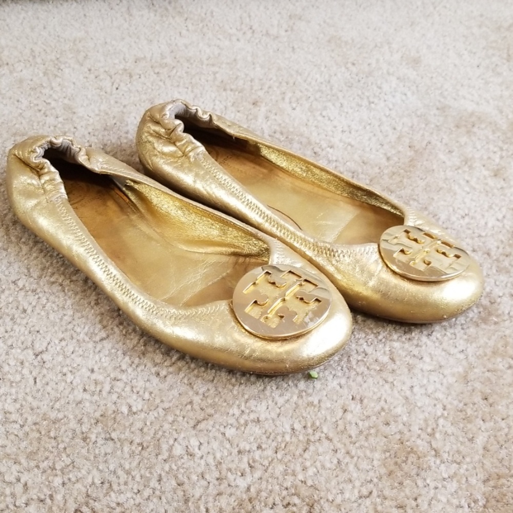 Tory Burch Gold Flats